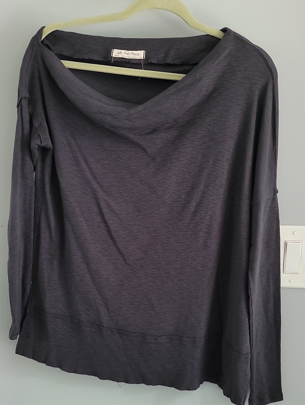 We The Free Charcoal Off The Shoulder Boatneck Long Sleeve Top